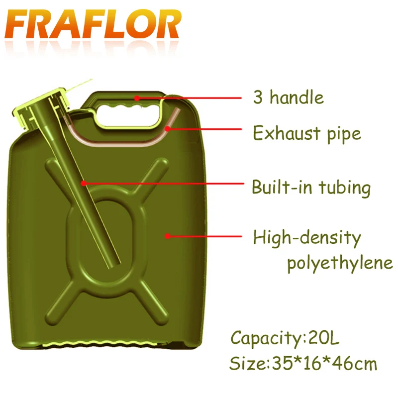 20L литров высокой плотности полиэтилен масло Топливный бак бензин, дизель может бензин Jerrycan контейнер авто мотоцикл машина грузовик танк
