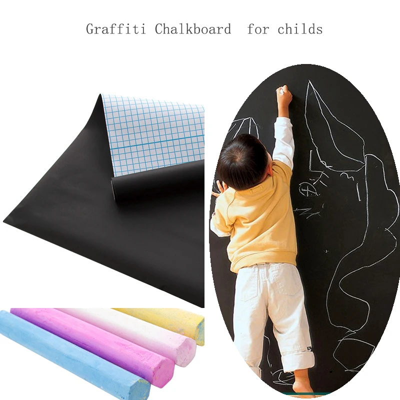 

Creative Graffiti Chalkboard Removable Blackboard Wall Stickers for Kids Rooms Home Decor With Regular Chalks 45cmX200cm