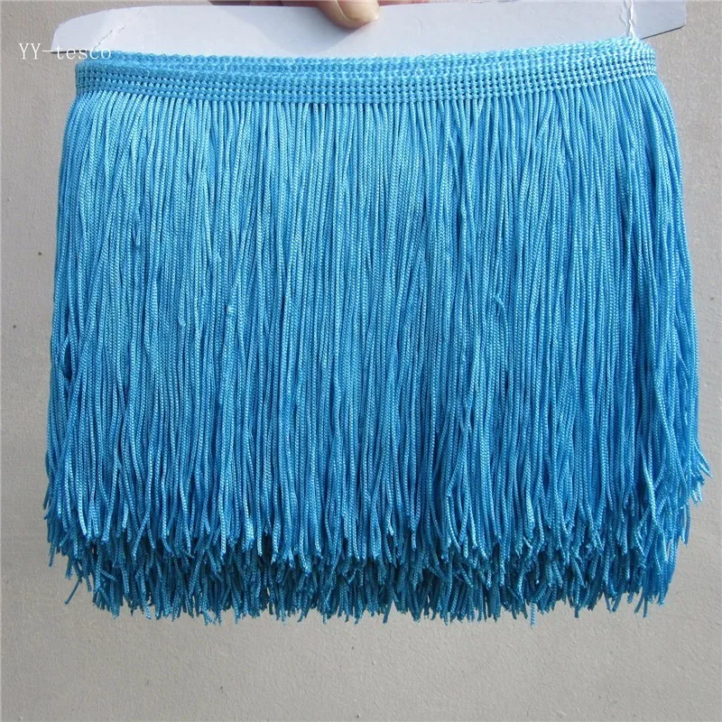 YY-tesco 1 ярд 15 см широкая кружевная бахрома отделка кисточка бахрома отделка для DIY латинское платье сценическая одежда аксессуары кружевная лента - Цвет: Blue