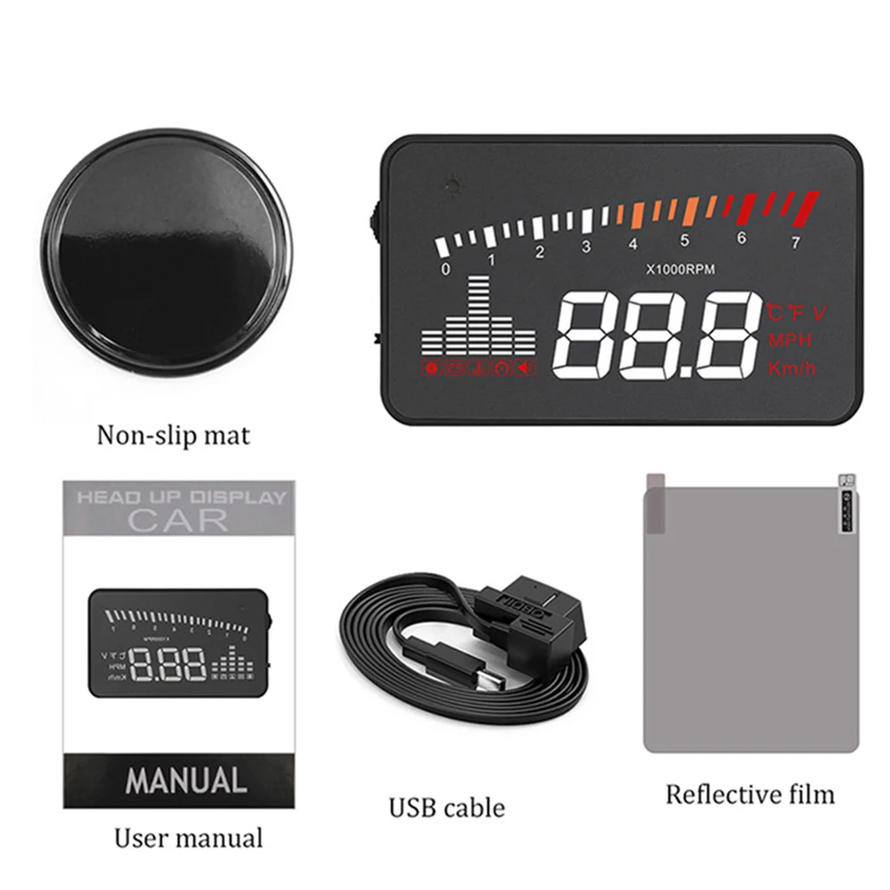 

2019 Car HUD X5 OBD2 Head-Up Display Speedometer Windshield Projector RPM Speed Alarm Car EU OBD HUD Display Auto Electronic