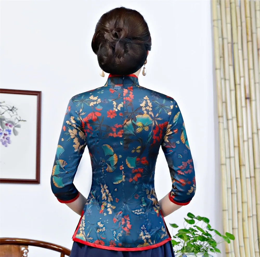 Шанхай история Китайский традиционный Топ цветочный Cheongsam топы китайская блузка