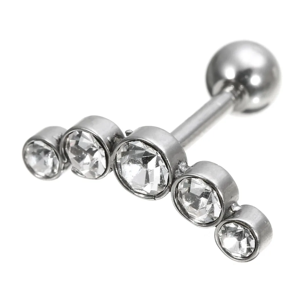 1PC Surgical Steel CZ Crystal Tragus Barbell Stud Cartilage Helix Upper Ear Stud Earring Women Body Piercing Jewelry Shellhard