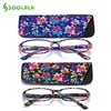 SOOLALA 8pcs Wholesale Rectangular Printed Reading Glasses Spring Hinge Womens Mens Cheap Reading Glasses With Case +1.0 to 4.0 ► Photo 2/6