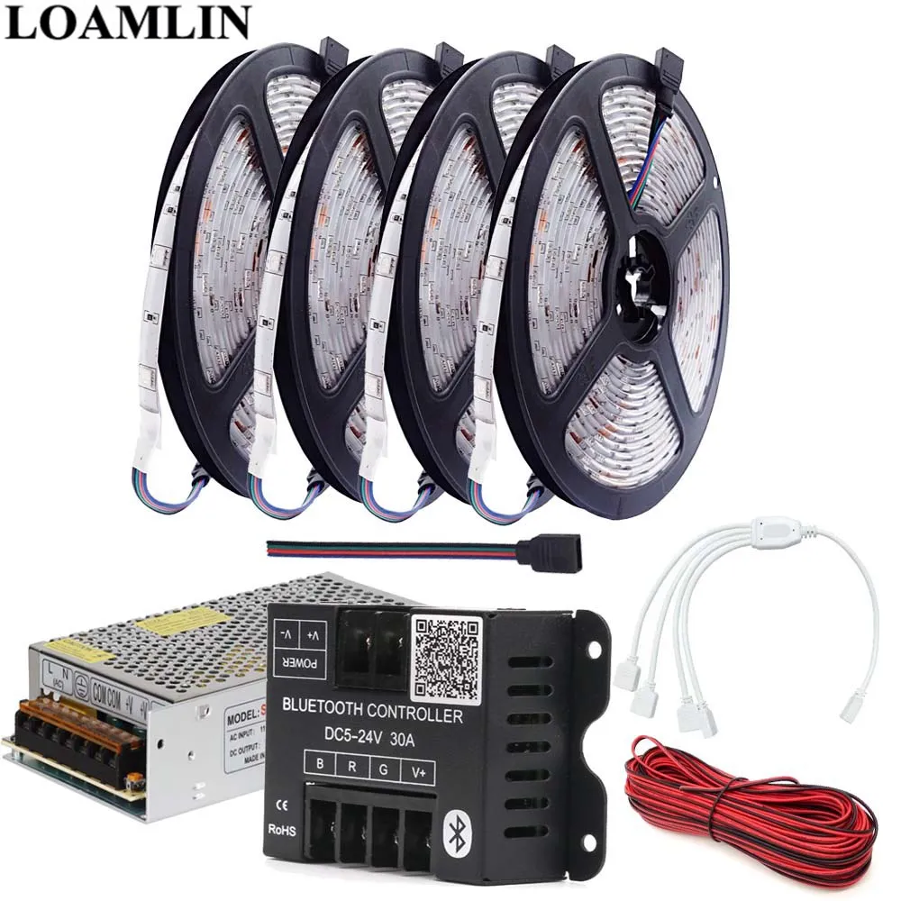 

RGB Led Strip 5050SMD 30Leds/m Flexible Light Bluetooth RGB Led Controller DC12V Led Transformer Kit 5M 10M 15M 20M