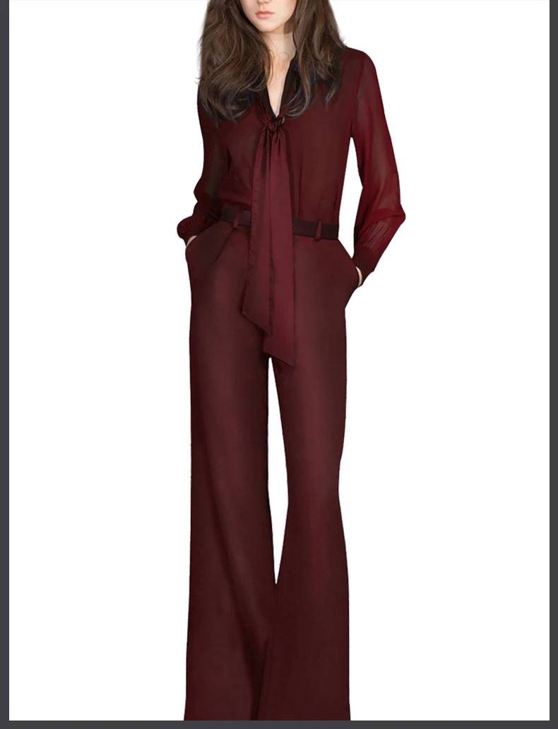 Весенне-осенние женские комплекты, офисные женские рубашки с бантом и широкие брюки, костюмы, блузка с длинными рукавами и длинные штаны, комплект из 2 предметов