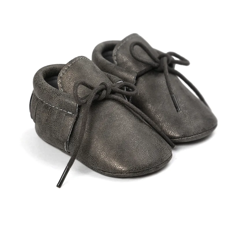 0 ~ 18 месяцев из искусственной кожи кофейного цвета ребенка обувь детская Мокасины Обувь для новорожденных Мягкие младенцев кроватки обувь