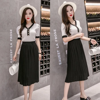 

Half-Length Skirt Fashion High-Waist Work Party Chiffon Dress School Casual Pleated Medium Length Women