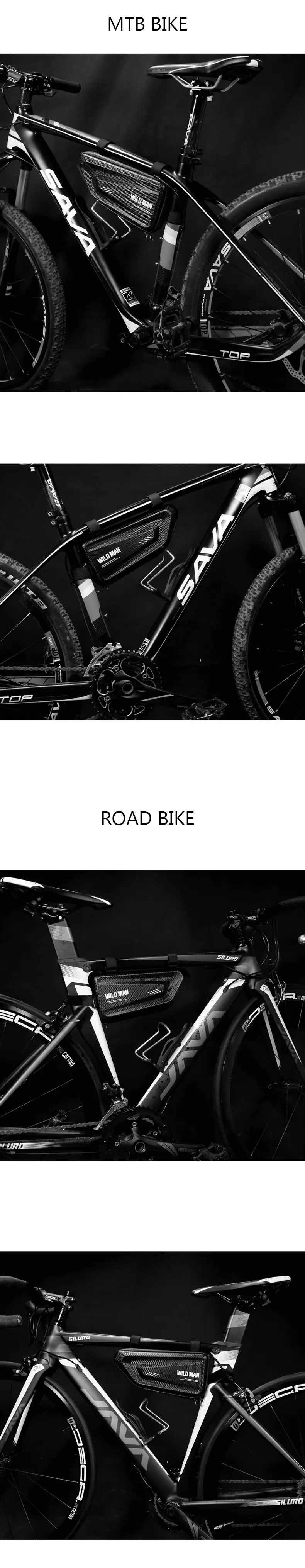 Cheap WILD MAN Waterproof Bicycle Touch Screen Cellphone Bag Storage Front Frame Tube Triangle Bag Anti Pressure Bike Tail Saddle Bag 6