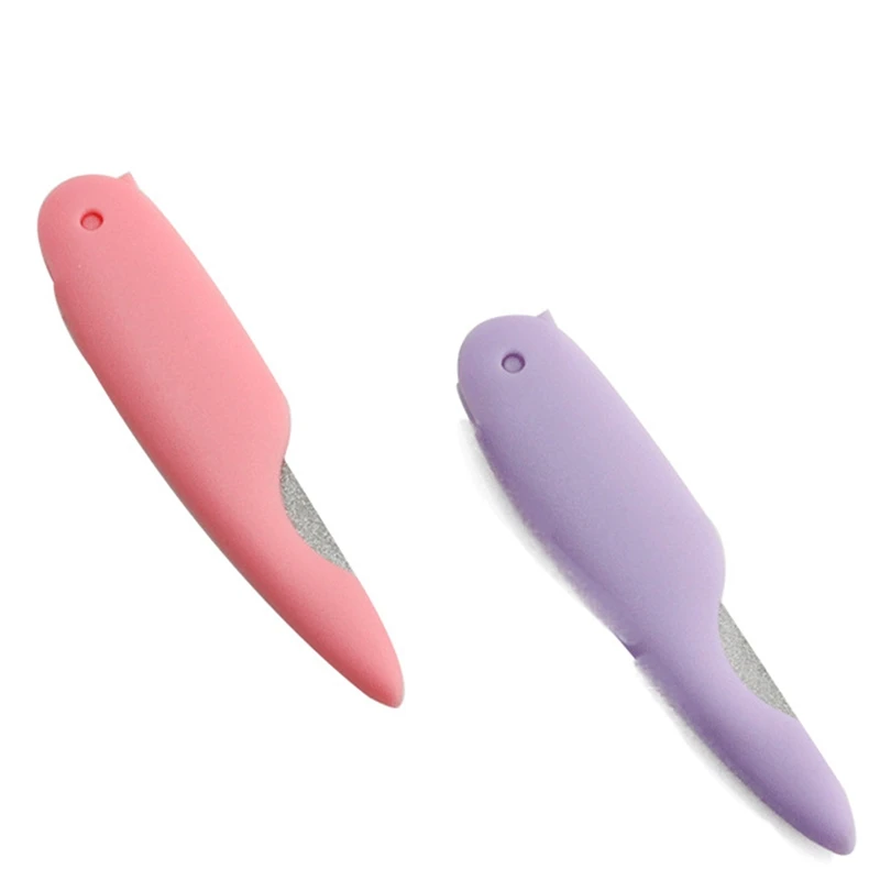 Пилочка для ногтей из металлической нержавеющей стали, фиолетовый инструмент для кутикулы лайма, профессиональный инструмент