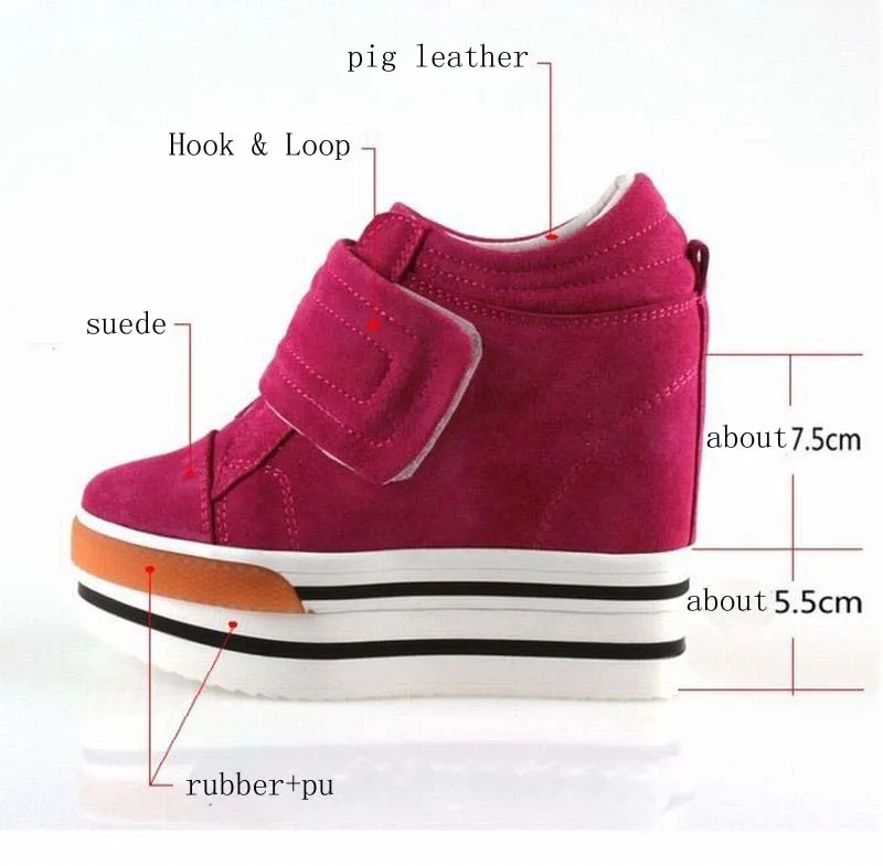 forme Rose Cachée En Croissante Printemps coffee Casual Talon Nubuck Femmes 2017 Hauteur Dames brown Chaussures Daim Vache Ultra Invisible Haute Coins Plate UOHdXdqxYw