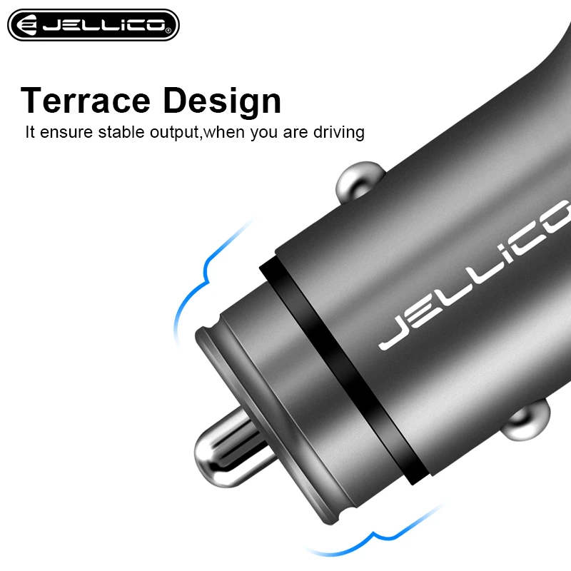 Jellico металлическое мини USB Автомобильное зарядное устройство для iPhone Xiaomi Tablet Dual USB автомобильный адаптер зарядного устройства для телефона 5 в 4.8A быстрое зарядное устройство автомобильное зарядное устройство