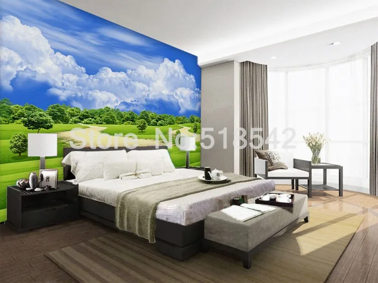 Пользовательские 3D фото обои голубое небо белые облака природный ландшафт обои Гостиная диван Спальня ТВ фон росписи обои