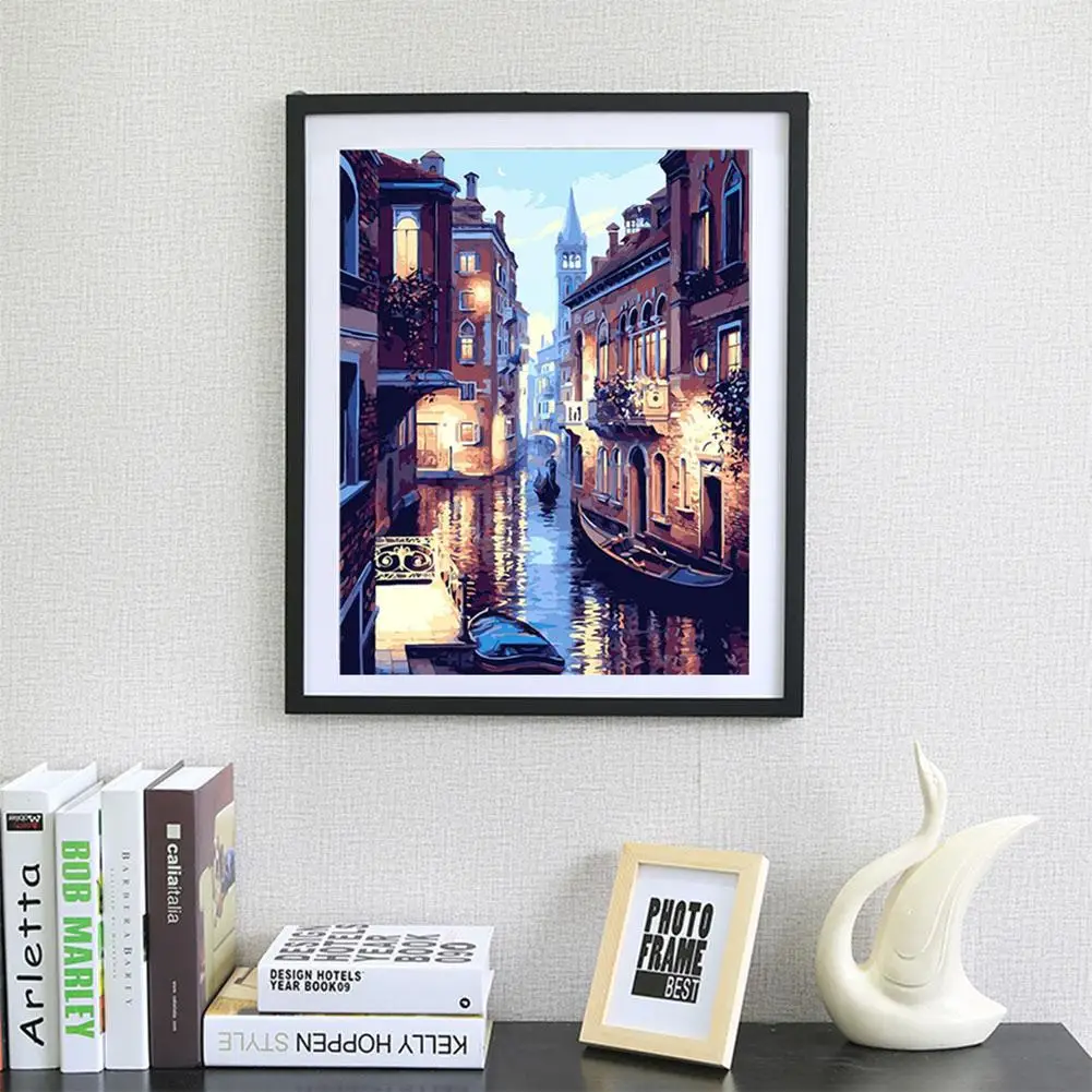 

30X40cm 5D DIY City Scenery Pattern Embroidery Round Full Diamond Painting Cross Stitch Mosaic Home Wall Decorative Drill