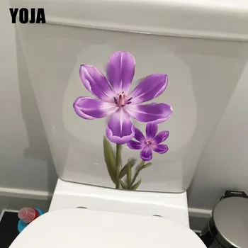 

YOJA 16.3X22CM Watercolor Purple Flower Fashion Living Room Wall Sticker Toilet WC Decoration T1-1467