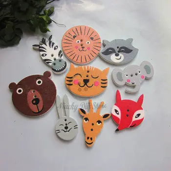 

50pcs mixed 5-9 kinds of animal shape buttons lion bear rabbit fox elephant cat tiger scrapbook craft decorative accessories