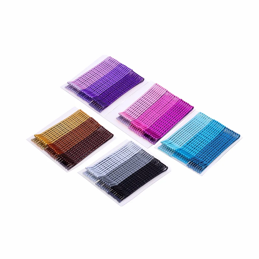 24pcs 5cm Color Hair Clips Bobby Pins for Women Girls Decorative Hair Styling Accessories Wavy Fashion Hairpins Metal Barrettes