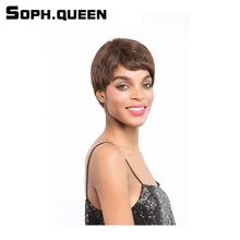 Soph queen Hair Unprocessed Remy Human Hair Wig Brazilian Straight Hair Wig #2/4 Color Short Hair Wig 2.75Inch