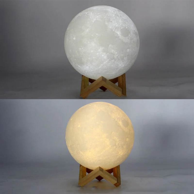 8 см креативный ночник 3D печать полная луна лампа лунный Usb зарядка ночник сенсорный контроль яркости