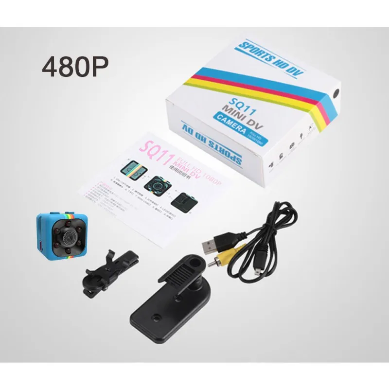 Новая мини-камера SQ11 HD 480P с датчиком ночного видения, видеокамера с функцией движения, DVR микро камера, Спортивная DV видеокамера с оригинальной коробкой - Цвет: Синий
