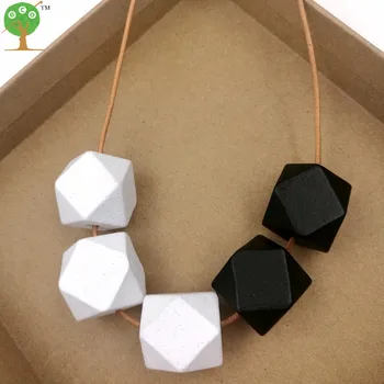 white black ball Geometric jewelry wooden beads Necklace minimalist modern necklace boho tribal NW141
