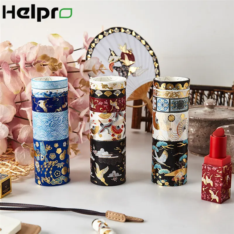 

Helpro 5Pcs/Set Washi Tape Kawaii Bronzing Cartoon Diary Decoration Masking Paper Tape Office School Stationery Supplies