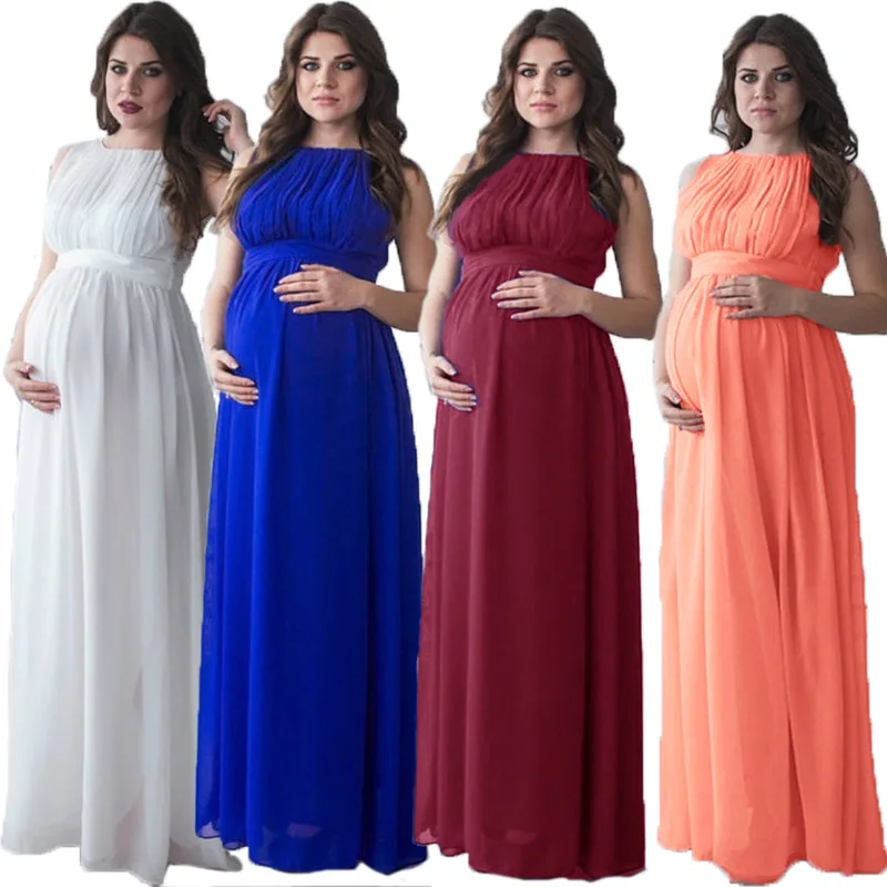 

Summer O-neck Stitching Sleeveless Large Size Maternity Dress Solid Color Women's Dress Mother Dress Pregnancy Dress 2019 New