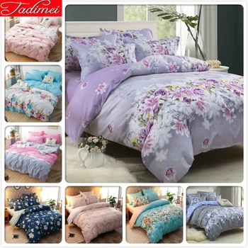 

Flower Pattern Village Style 3/4 pcs Bedding Set Adult Kids Child Soft Bed Linens Single Full Queen King Size Quilt Duvet Cover