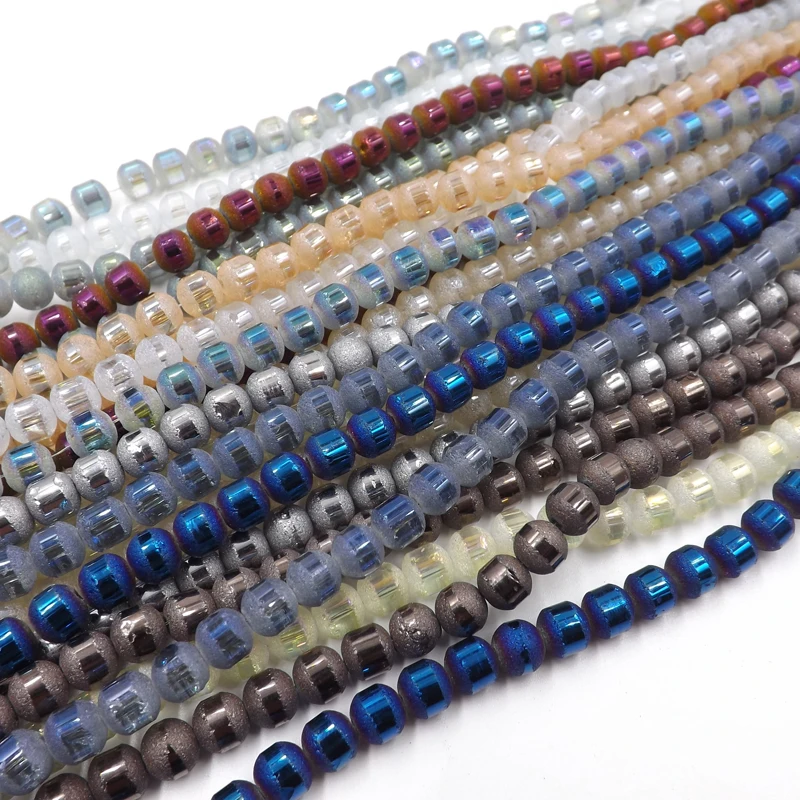 6MM 100pcs Frosted Glass Beads and Polished Round Bead Crystals Medium