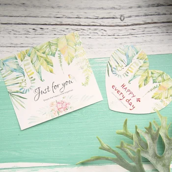 

50pcs tropical plant card heart shape for you happy multi-use as Scrapbooking invitation DIY Decoration party gift message card