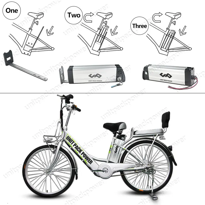 UPP 36V 10Ah 15Ah 18Ah 500W Ebike батарея 36V Серебряная рыба литиевая батарея для Bafang/8FUN BBS01