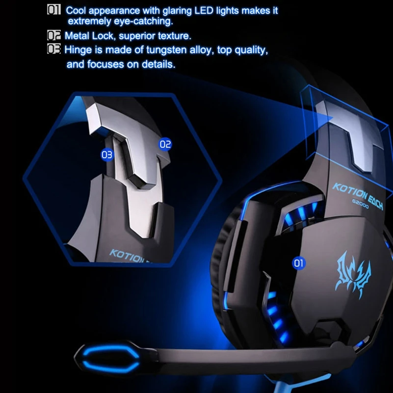 KOTION EACH G2000 лучшие компьютерные Стерео Игровые наушники Deep Bass игровая гарнитура с
