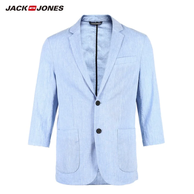 JackJones мужское приталенное хлопковое льняное пальто с 3/4 рукавами C | 21918P501 - Цвет: LIGHT BLUE