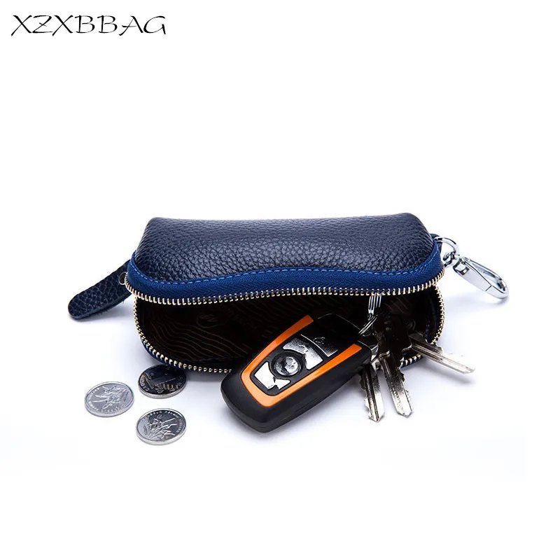 XZXBBAG, кошелек для ключей из натуральной кожи, унисекс, чехол для ключей, для мужчин, на молнии, для двери автомобиля, чехол для ключей, сумка, органайзер, Женский держатель для ключей, ключница