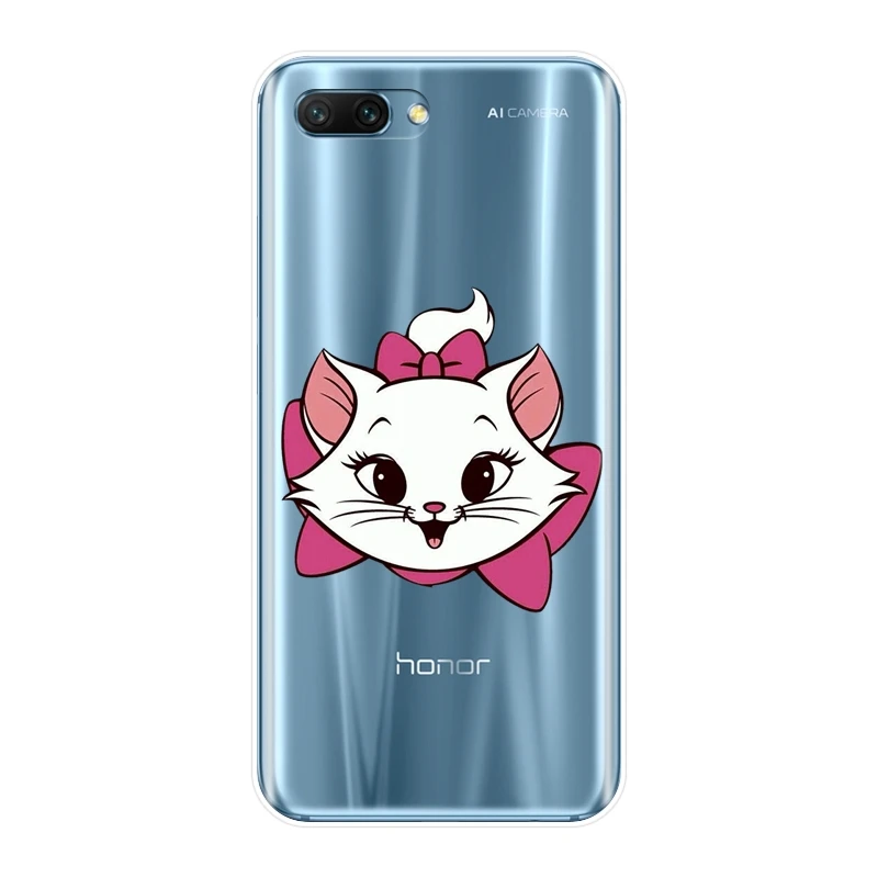 Силиконовый чехол для телефона Huawei Honor 7 8 9 10 Lite 7S 7X 7A 7C Pro Marie Cat розовая мягкая