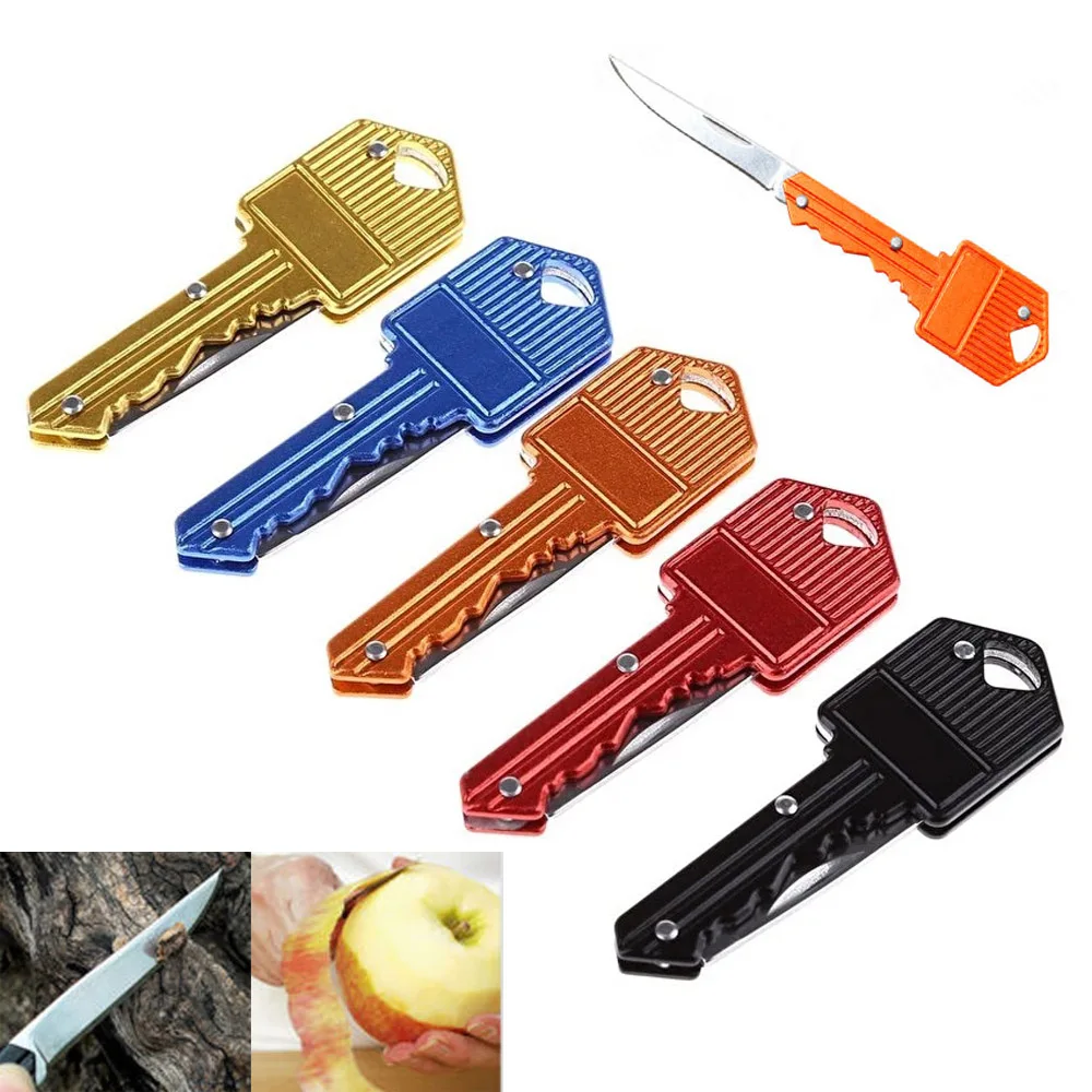 Keyring Mini Ring Keychain Key Knife Fold Fruit Blade Box Pocket
