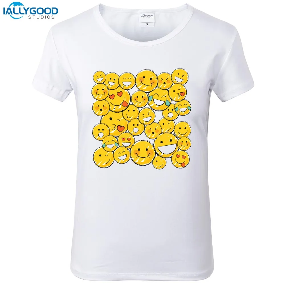 Summer Kawaii Smile Emoji T Shirt Women Cute Everyone Printed Tshirt