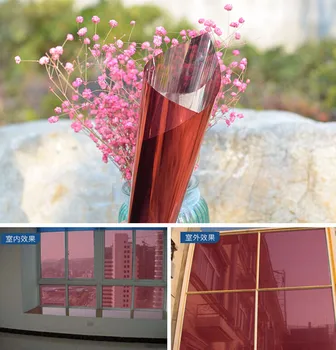 

SUNICE Privacy Film Red&Silver Decoration Vinyl Film Heat Reduction Solar Tint Film Self Adhesive Sticker Decal Hot Sale 1.52x1m