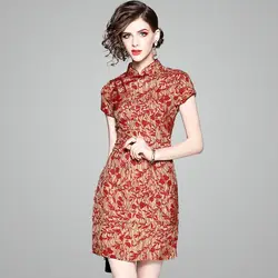 OYCP элитное платье высокого класса 2018 летнее Новое Стильное китайское платье Qipao Костюм для выступлений платье для девочек из хлопка 80557