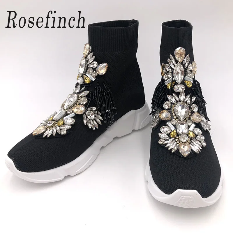 

Rhinestone Sneakers Fashion Crystal Gemstone Socks Sneakers Women Socks Sneaker Women Short Boots Casual Shoes WK113