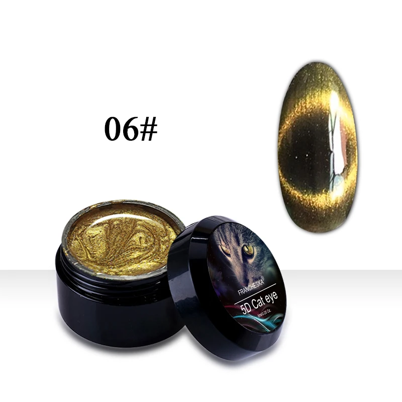 5D cat eye 06 Francheska 8 мл кошачий глаз 5D гель лак для ногтей УФ светодиодный магнит Гибридный лак для нейл-арта набор праймер основа верхнее покрытие Gellak - Цвет: 5D cat eye 06