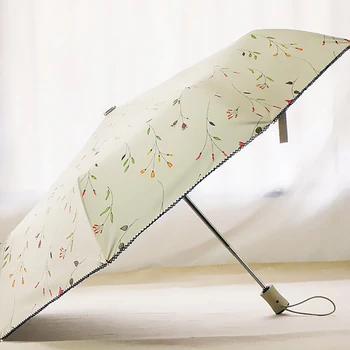 

Automatic Sun Retro Flower Umbrella Ink Painting Flower Literary Strong Windproof Girls Umbrellas Parasol Uv Protection 50ys014