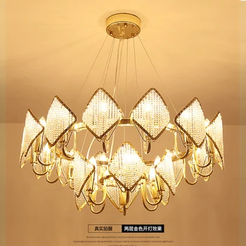

AC 90-260V nordic Gold crystal chandelier lighting fixtures modern led chandeliers for dining room living room E14