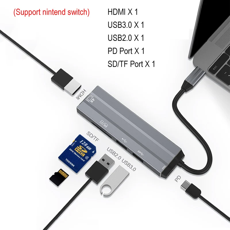 USB концентратор C для Мульти USB 3,0 HDMI адаптер док-станция для MacBook Pro Аксессуары USB-C Тип C 3,1 сплиттер 3 порта USB C