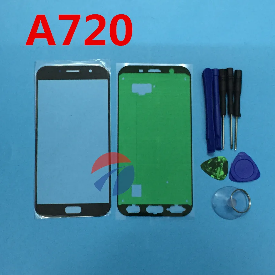 Замена Внешний Стекло для Samsung Galaxy A7 A720 a720f Сенсорный экран спереди Стекло внешней линзы с открытым инструменты и клей