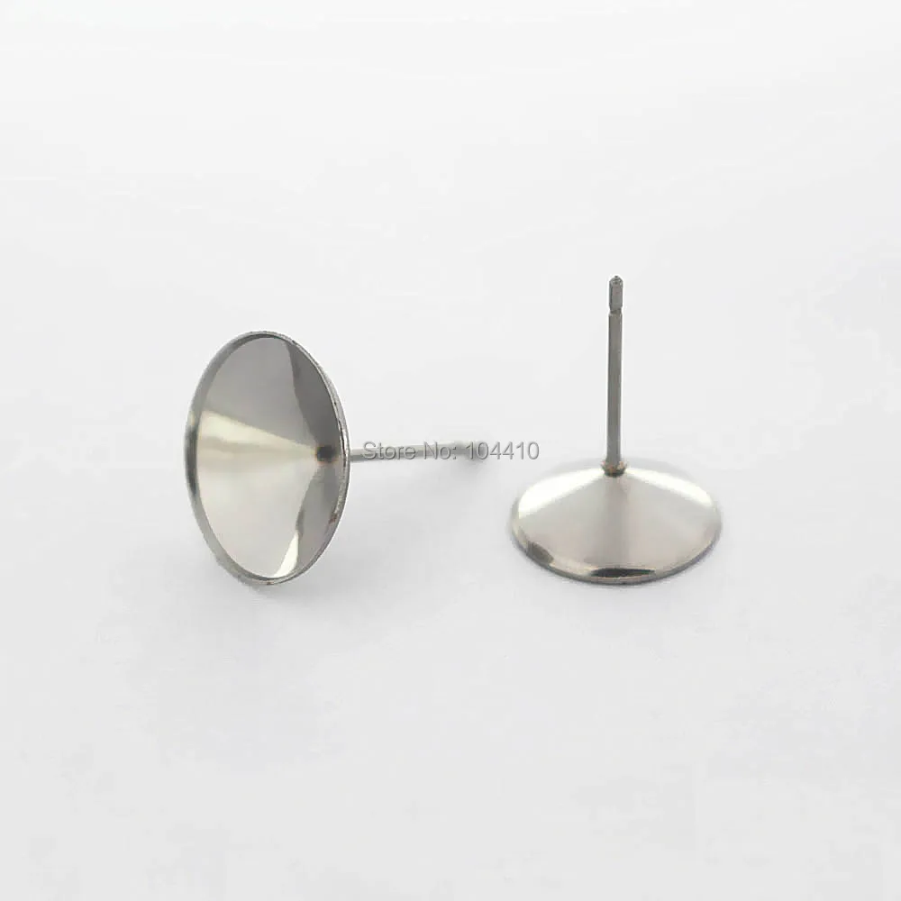 

Blank Stainless Steel Stud Earrings Bases with Circle Bezel Rivoli Stones Cabochons Earrings post Settings DIY Findings Stuff