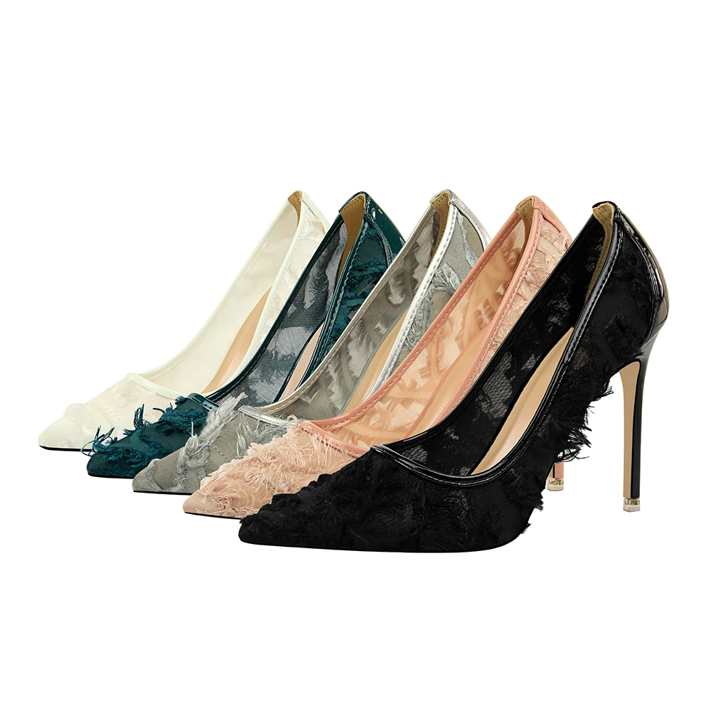 Plardin/новые шелковые туфли-лодочки на тонком высоком каблуке; сезон весна-лето; женские туфли на высоком каблуке с вырезами и мехом; женские милые вечерние свадебные туфли