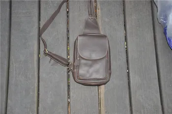 

ALAVCHNV New Men's First Layer Cowhide Large Capacity Dark Brown Shoulder Bag 1080