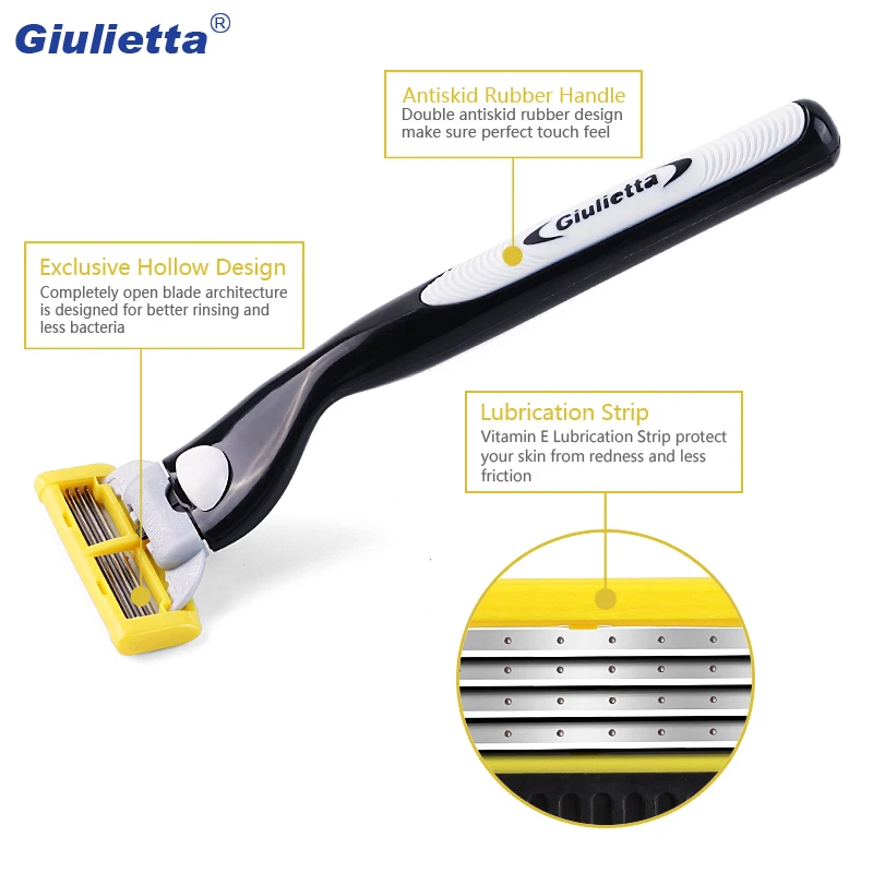 Giulietta 2018 Новый бритья лезвие бритвы для Для мужчин 7 шт./компл. (1 ручка 6 лезвий)