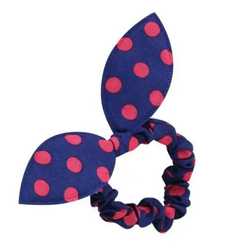 cheap 10Pcs Sweet Cute Rabbit Bunny Ear Polka Dot Hair Bands Elastic Ponytail Holders