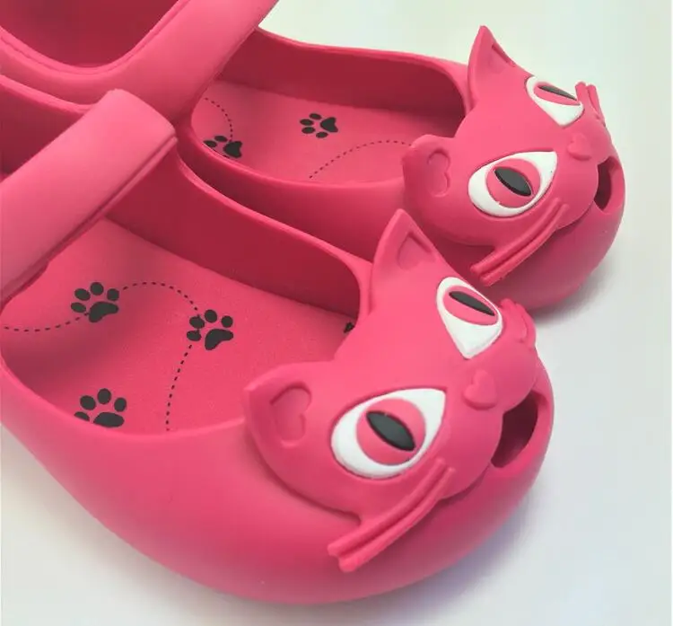 Летние сандалии для девочек домашние противоскользящие сандалии Cat Дизайн девушка желе кристалл толстым дном противоскользящие девочек Пляжная обувь#18